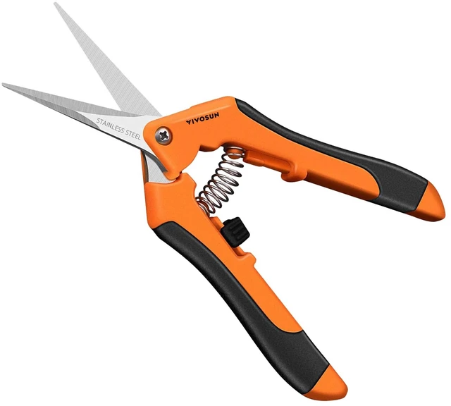 Main image of 6.5 Inch Gardening Scissors Hand Pruner Pruning Shear with Straight Stainless Steel Blades Orange 1-Pack