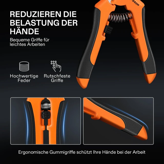 Alt view image 5 of 7 - 6.5 Inch Gardening Scissors Hand Pruner Pruning Shear with Straight Stainless Steel Blades Orange 1-Pack