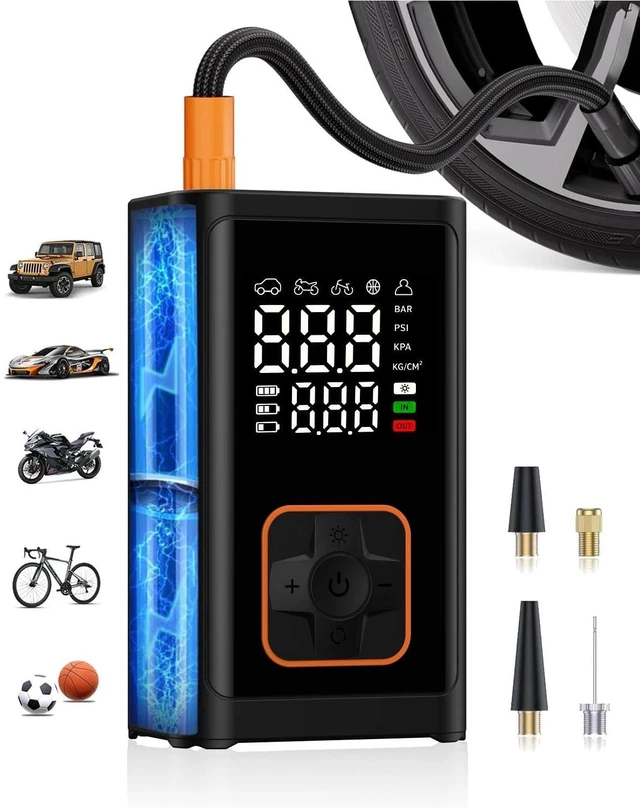 Main image of Tire Inflator Portable Air Compressor, 150PSI Cordless Auto-Shutoff | 2-in-1 Inflator Tire Pump, 4000mAh Battery & Digital Gauge for Car, Bike & Motorcycle Tires, Balls, Pool Floats & Inflatables