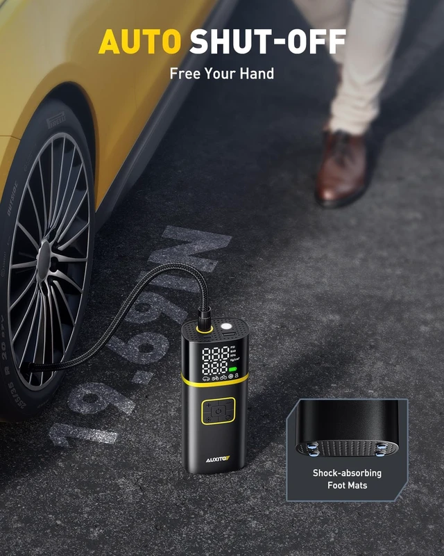 Alt view image 4 of 7 - 150PSI Tire Inflator Portable Air Compressor, 5X Faster Air Pump | 40L/min Tire Inflator for Car Tires, Bikes and Motorcycles, Auto Shut-off, Digital Display Pressure Gauge, LED Light
