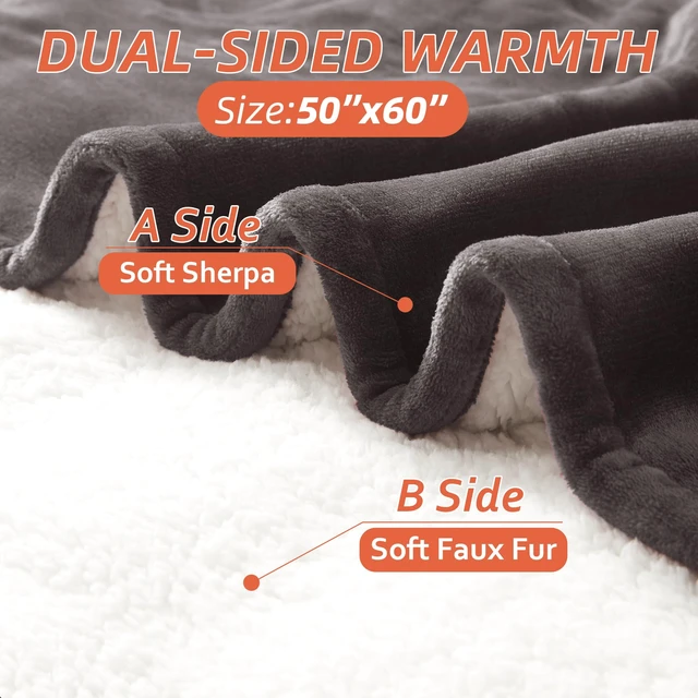 Alt view image 3 of 7 - Electric Heated Blanket,50"x60" Heating Throw Flannel London Grey | ETL Certified 9 Setting Electric Heated Throw Blanket,Machine Washable Auto Off for couch Bed Office, Gifts for Women Grandpa