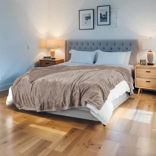 Alt view image 6 of 7 - Electric Heated Blanket Full Size 72"x84", Linen | Microplush Fast Heating for Winter Sleeping, 4 Heat Settings & 10 Hours Auto Off, Safe for Bedroom Use, Machine Washable
