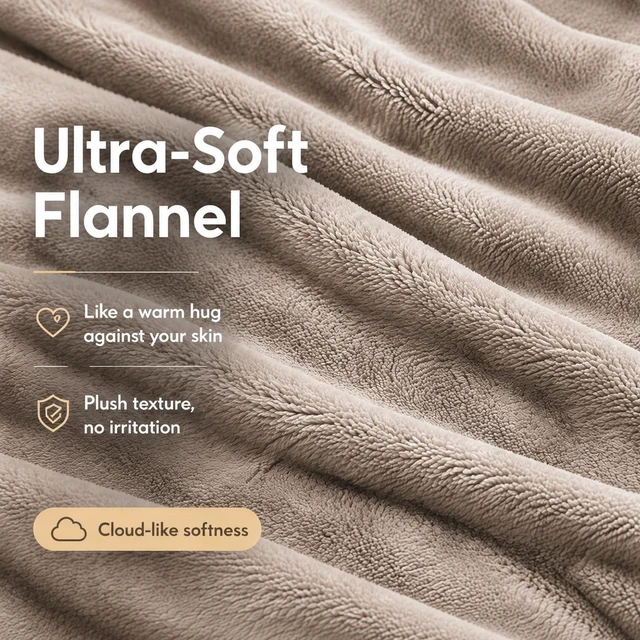 Alt view image 7 of 7 - Electric Heated Blanket Full Size 72"x84", Linen | Microplush Fast Heating for Winter Sleeping, 4 Heat Settings & 10 Hours Auto Off, Safe for Bedroom Use, Machine Washable