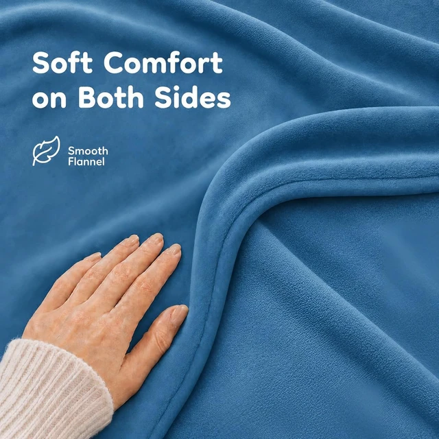 Alt view image 4 of 7 - Electric Heated Blanket Full Size 72"x 84", Flannel for Bed, Sofa and Couch, ETL Certified, 4 Heat Settings, 1-10H Timer, Overheat Protection, Machine Washable, Teal