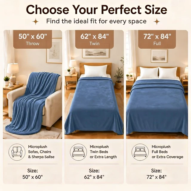 Alt view image 2 of 7 - Electric Heated Blanket, Denim Blue, Throw 50"x60", Flannel and Sherpa | 5 heat settings, 3-hour auto-off, machine washable, for sofa, office, TV time, same color on both sides, soft, cozy comfort