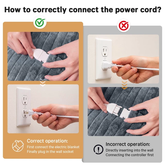 Alt view image 6 of 7 - Heated Electric Blanket Queen Size, Dual Control 84" x 90, Ash Gray | Soft Plush Large Heating Blanket Queen for bed, 10 Heating Levels & 8 Hours Auto Off, Warm Gift for Grandma