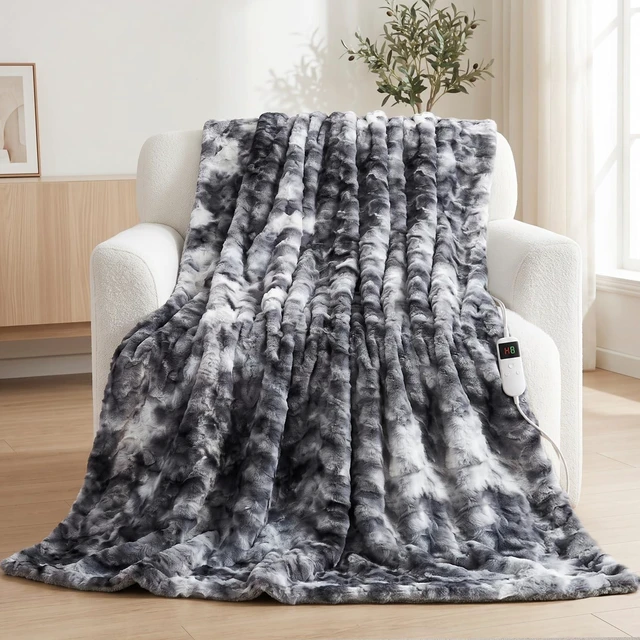 Main image of Electric Heated Blanket Throw Size 50"x60", Soft Sherpa Faux Fur Heating Blanket with 10 Adjustable Heat Settings, Fast Heating, 1-8 Hour Timer Auto Shut Off & Overheat Protection & Machine Washable