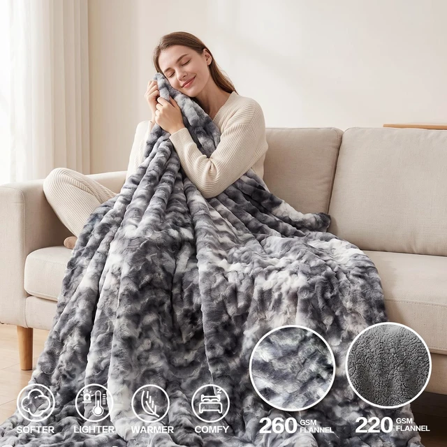 Alt view image 5 of 7 - Electric Heated Blanket Throw Size 50"x60", Soft Sherpa Faux Fur Heating Blanket with 10 Adjustable Heat Settings, Fast Heating, 1-8 Hour Timer Auto Shut Off & Overheat Protection & Machine Washable