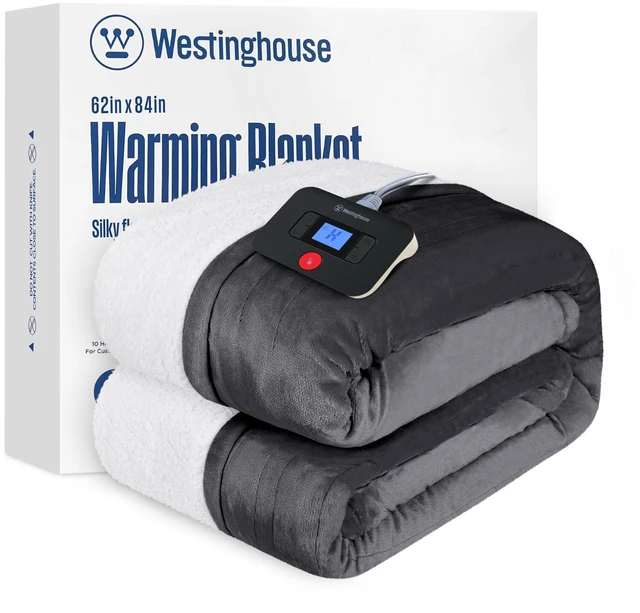 Main image of Heated Blanket Twin, 62"x84", Charcoal, ETL Certified | 10 Heating Levels, 1-12 Hours Auto-off, Overheat Protection, Flannel to Sherpa, Machine Washable, Couch Bed Office Home