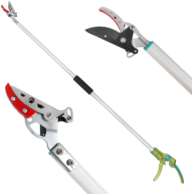 Main image of Cut & Hold Pole Pruner, 4.2 FT Lightweight Fruit Picker with 180° Rotating Handle, SK5 Steel Blade Cuts up to 1/2 Inch, Long Reach Garden Tree Trimmer & Branch Cutter for Shrubs, Bushes