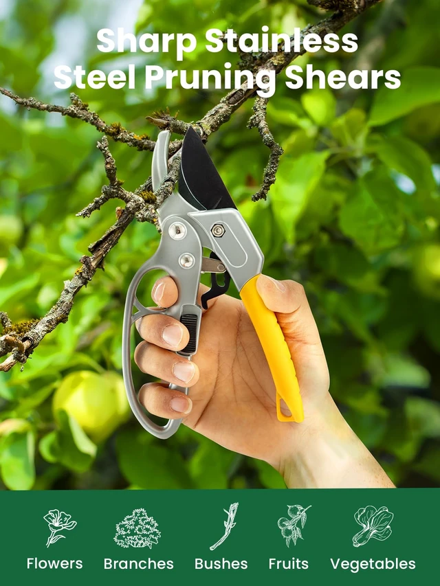 Alt view image 2 of 7 - 3 Pack Garden Scissors kit Professional Garden Pruning Shears Stainless Steel Garden Shears Gardening Clippers Flower Plant Scissors Tools Arthritis Weak Hand Pruner Work 3 Times Easier