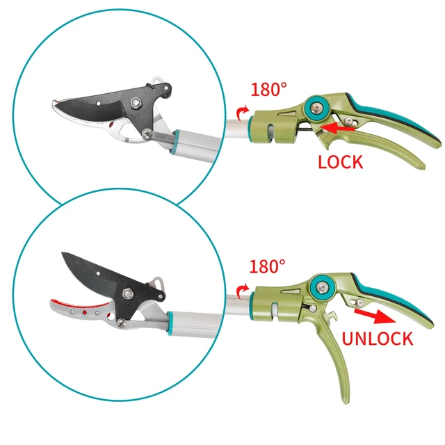 Alt view image 3 of 7 - Cut & Hold Pole Pruner, 4.2 FT Lightweight Fruit Picker with 180° Rotating Handle, SK5 Steel Blade Cuts up to 1/2 Inch, Long Reach Garden Tree Trimmer & Branch Cutter for Shrubs, Bushes