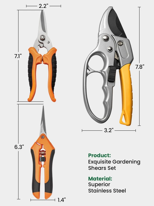 Alt view image 5 of 7 - 3 Pack Garden Scissors kit Professional Garden Pruning Shears Stainless Steel Garden Shears Gardening Clippers Flower Plant Scissors Tools Arthritis Weak Hand Pruner Work 3 Times Easier