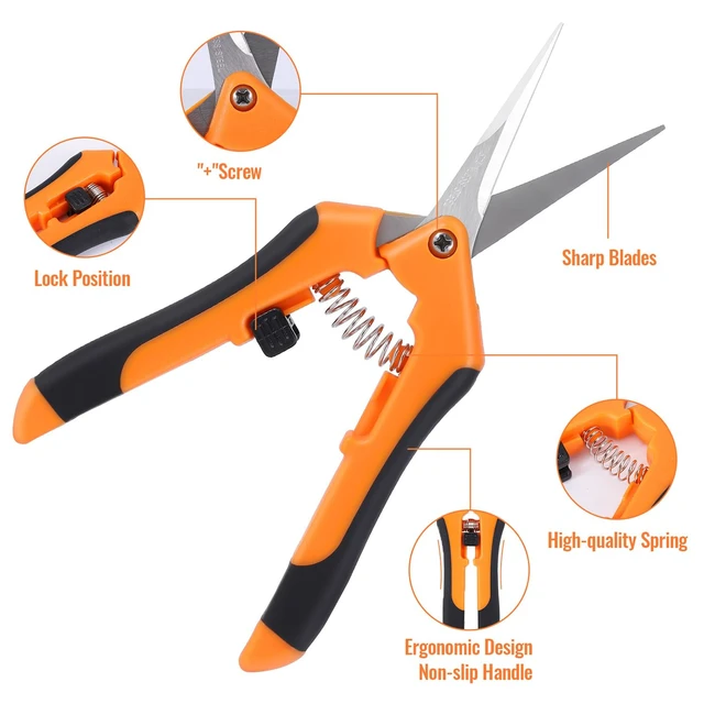 Alt view image 3 of 7 - 4 Pack Pruning Shears 6.5 Inch Stainless Steel Garden Scissors | with Sharp Precision Blades, Comfortable Ergonomic Hand Snips for Deadheading, Flowers, Trimming Herbs, Shaping Small Plants