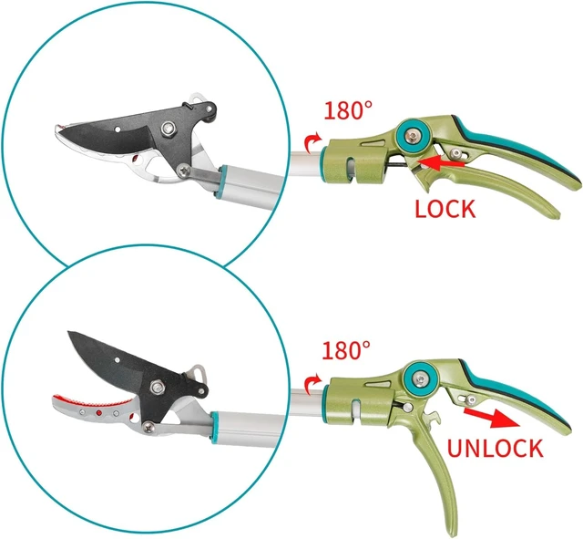 Alt view image 5 of 7 - 32 Inch Cut and Hold Pole Pruner - Lightweight Long Reach Tree Trimmer with Snip and Grip Technology, 1/2 Inch Cutting Capacity, One-Hand Use Fruit Picker for Roses, Persimmons & Tall Branches