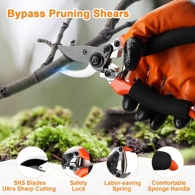 Alt view image 2 of 7 - 6Pcs Pruning Shears Set with Bypass Pruning Shears, Garden Scissors, Pruning Snips,Saw,Gloves,Storage Bag,Handheld Garden Shears Set for Plant