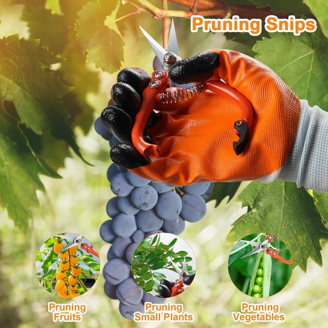 Alt view image 4 of 7 - 6Pcs Pruning Shears Set with Bypass Pruning Shears, Garden Scissors, Pruning Snips,Saw,Gloves,Storage Bag,Handheld Garden Shears Set for Plant