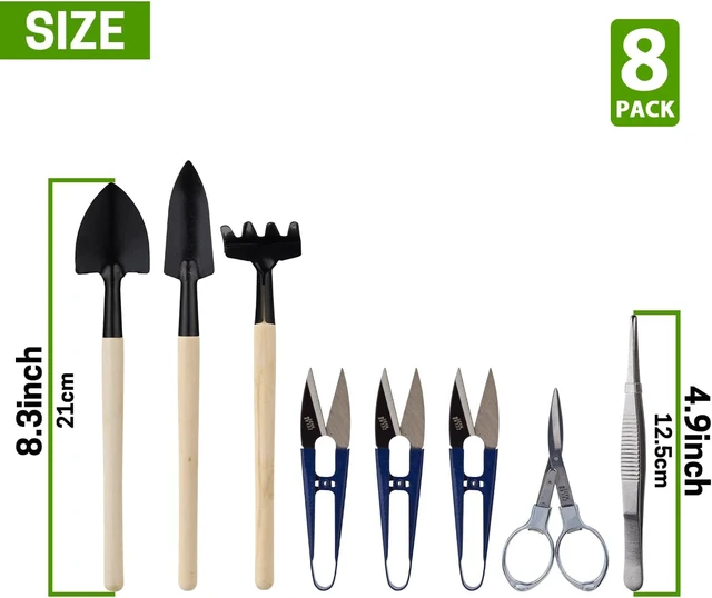 Alt view image 2 of 7 - Bonsai Set 8 Pcs, Bonsai Tools Kit, Garden Tools Set | Include Pruner, Fold Scissors, Mini Rake, Bud & Leaf Trimmer Set