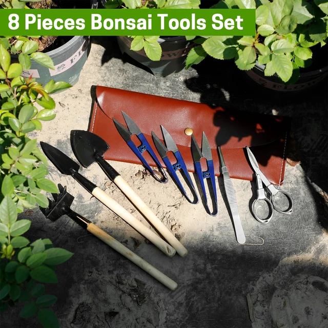 Alt view image 7 of 7 - Bonsai Set 8 Pcs, Bonsai Tools Kit, Garden Tools Set | Include Pruner, Fold Scissors, Mini Rake, Bud & Leaf Trimmer Set