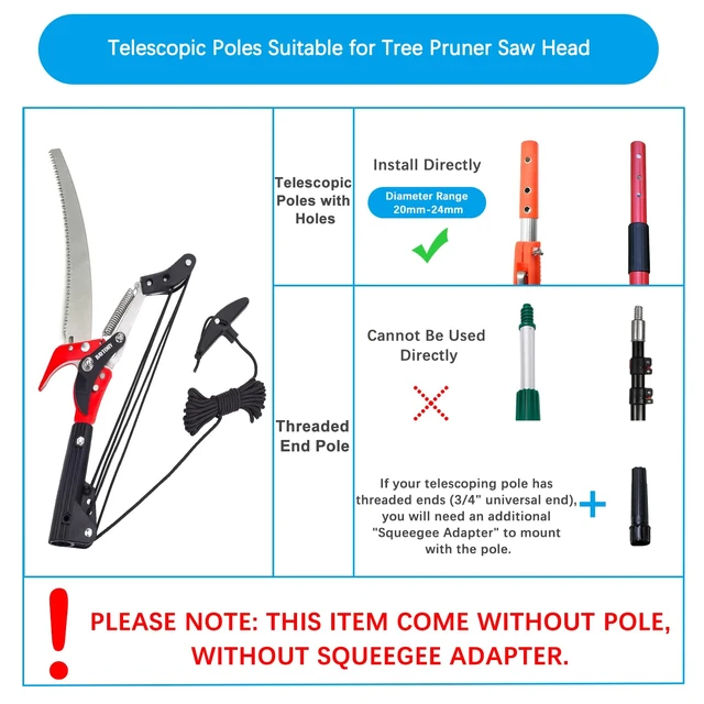Alt view image 2 of 6 - Extendable Tree Pruner Saw Head Without Pole, Pruning Shears | High-Altitude Branches Trimmer, Harvester Clipper for Plant Twig Vine, Labor-saving 4 Wheels Garden Trimming Tool