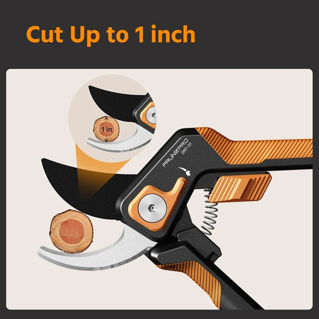 Alt view image 6 of 6 - Pruning Shears for Gardening Professional Bypass Hand Pruner Stainless Steel Sharp Blade Garden Scissors Plant Flower Garden Clipper Orange 1 Pack