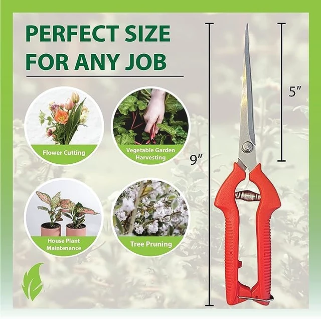 Alt view image 4 of 7 - Long Stainless Steel Pruner Pruning Shears Clippers Snips Sharp Bonsai Cutter Plant Trimming Scissors Straight Blade Garden Scissors Tool Great for Roses Flowers Herbs Fruits