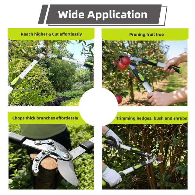Alt view image 7 of 7 - Loppers for Tree Trimming Heavy Duty, Extendable 21-26" Branch Cutter | Tree Pruner with Compound Action, 1.6" Clean Cut Capacity Tree Clippers, Long Handle Pruning Shears for Gardening & Yard Work