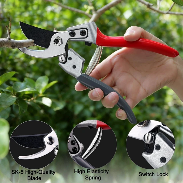 Alt view image 3 of 7 - Pruning Shears, Garden Shears, Garden Clippers, Gardening Hand Tools | SK5 Steel Blade, Up to 1 Inch Cut Capacity, Safty Locked, Effortless Design, Garden Tools for Gardening, Farm