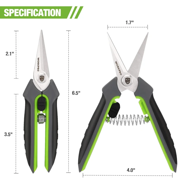 Alt view image 2 of 7 - 2 Pack Garden Pruning Shears, 6.5" Small Hand Pruners with Sheath | Sharp Straight Blades, Spring Loaded Design, Precision Microgreen Trimming, Ideal for Flowers, Weeds & Bonsai