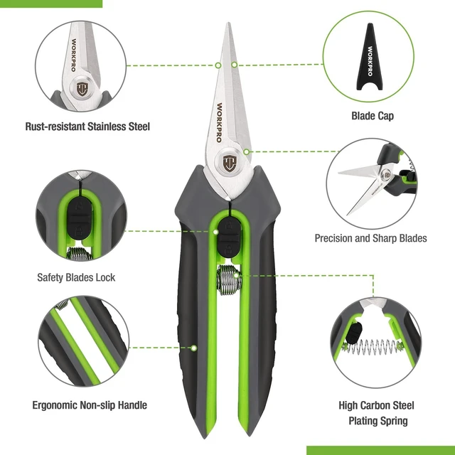 Alt view image 7 of 7 - 2 Pack Garden Pruning Shears, 6.5" Small Hand Pruners with Sheath | Sharp Straight Blades, Spring Loaded Design, Precision Microgreen Trimming, Ideal for Flowers, Weeds & Bonsai