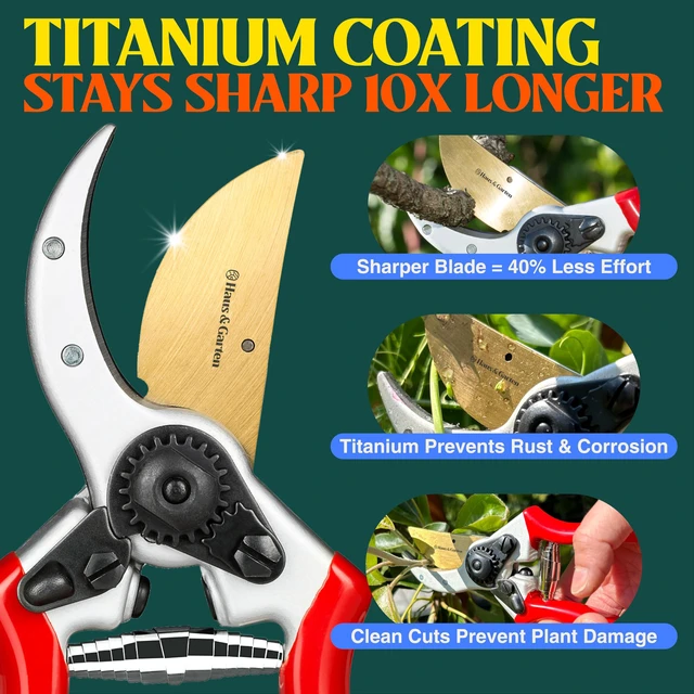 Alt view image 2 of 7 - ClassicPRO 8.5" Professional Premium Titanium Bypass Pruning Shears - Use As Pruners, Garden Shears, Heavy Duty Handheld Pruning Shears For Gardening, Clippers, Pruner Scissor Tool