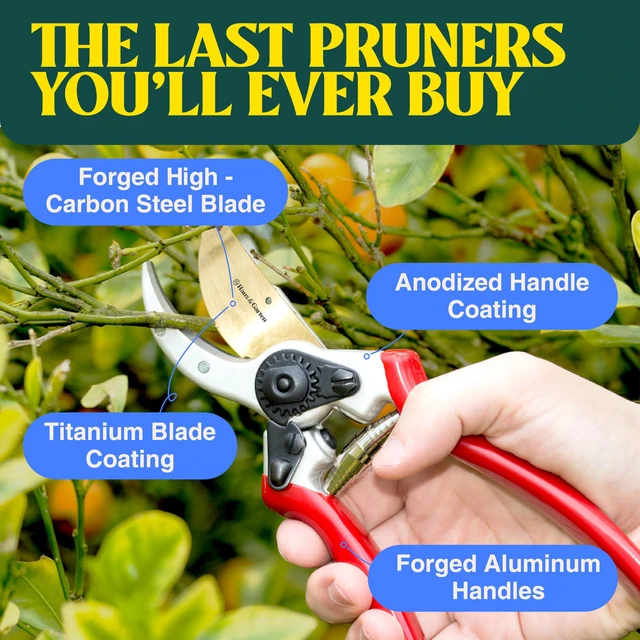 Alt view image 3 of 7 - ClassicPRO 8.5" Professional Premium Titanium Bypass Pruning Shears - Use As Pruners, Garden Shears, Heavy Duty Handheld Pruning Shears For Gardening, Clippers, Pruner Scissor Tool