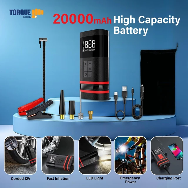 Alt view image 2 of 5 - Portable Tire Inflator Air Compressor for Car and Truck Pump, Compact Auto Inflator Electric Cordless Inflator Tire Pump, 20000mA Rechargeable Air Inflator 150 PSI Tire Compressor (TR2011AS)