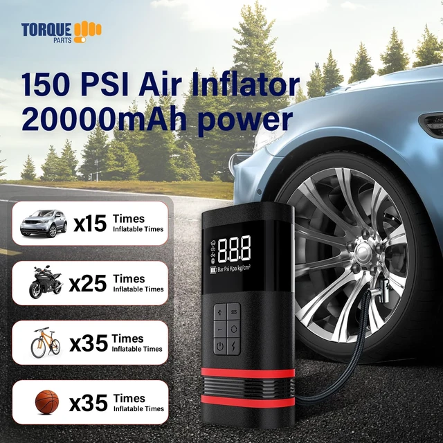 Alt view image 3 of 5 - Portable Tire Inflator Air Compressor for Car and Truck Pump, Compact Auto Inflator Electric Cordless Inflator Tire Pump, 20000mA Rechargeable Air Inflator 150 PSI Tire Compressor (TR2011AS)