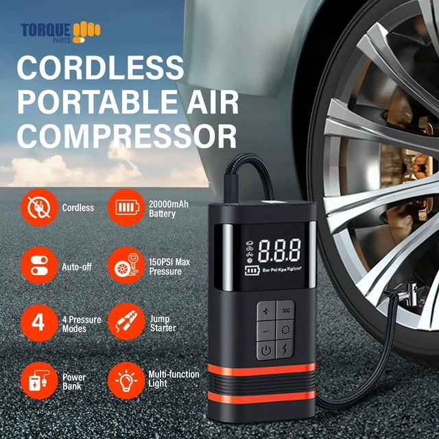 Alt view image 4 of 5 - Portable Tire Inflator Air Compressor for Car and Truck Pump, Compact Auto Inflator Electric Cordless Inflator Tire Pump, 20000mA Rechargeable Air Inflator 150 PSI Tire Compressor (TR2011AS)