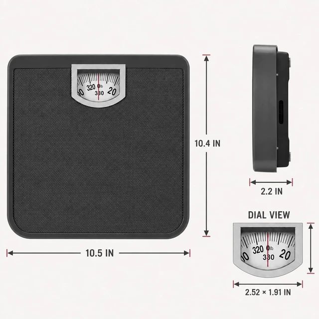 Alt view image 2 of 7 - Bathroom Scale Analog, 330 lb Non Digital Weight Scale | Spring-Driven Dial, Metal Platform, No Charging Required