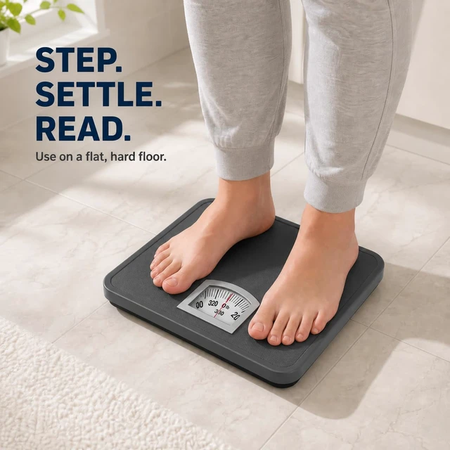 Alt view image 5 of 7 - Bathroom Scale Analog, 330 lb Non Digital Weight Scale | Spring-Driven Dial, Metal Platform, No Charging Required