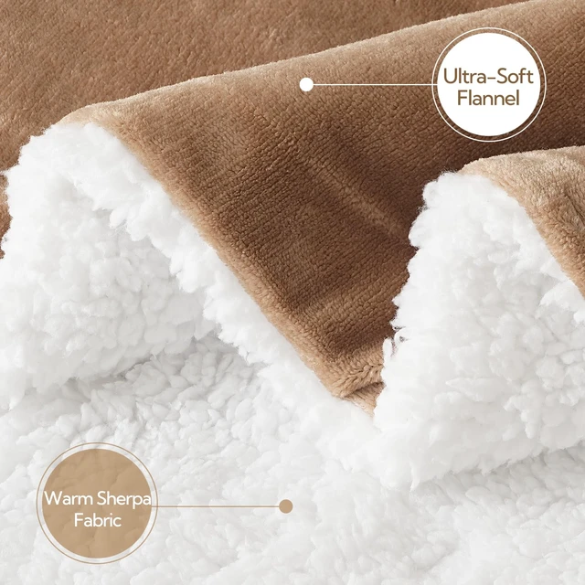 Alt view image 6 of 7 - Electric Heated Blanket Throw 50"x60" - Soft Cozy Flannel & Sherpa Fabric Dual-Sided, 9 Heat Settings & 2-10 Hours Auto Off, Warming Heated Throw for Home Office, Machine Washable, Brown