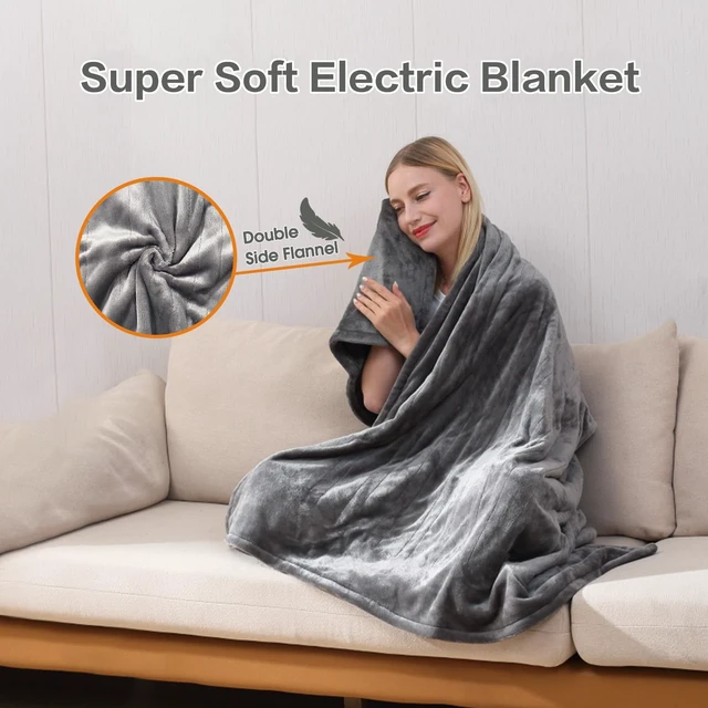 Alt view image 3 of 7 - Heated Blanket Throw, Super Soft Flannel Electric Throw Blanket | 3 Heating Levels, 4H Auto Off,Overheat Protection, Machine Washable, Fast Heating, ETL & FCC Certified, for Home Office Sofa