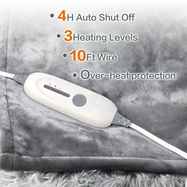 Alt view image 5 of 7 - Heated Blanket Throw, Super Soft Flannel Electric Throw Blanket | 3 Heating Levels, 4H Auto Off,Overheat Protection, Machine Washable, Fast Heating, ETL & FCC Certified, for Home Office Sofa