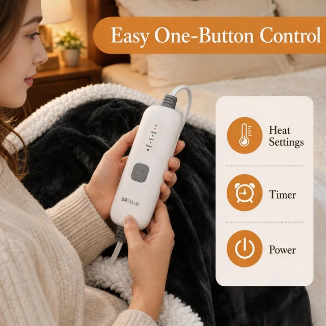 Alt view image 4 of 7 - Electric Heated Blanket 72"×84", 4 Heating Levels & 10H Auto-Off | Full Size Dark Gray, Sherpa & Soft Microplush, Quick Heating, Machine Washable, for Couch, Bed & Office, Parents' Gifts