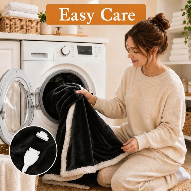 Alt view image 7 of 7 - Electric Heated Blanket 72"×84", 4 Heating Levels & 10H Auto-Off | Full Size Dark Gray, Sherpa & Soft Microplush, Quick Heating, Machine Washable, for Couch, Bed & Office, Parents' Gifts