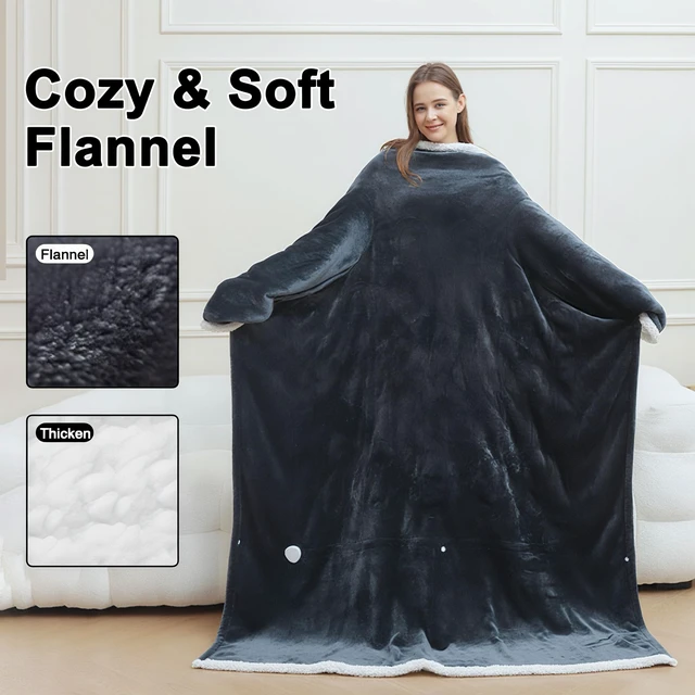 Alt view image 3 of 7 - Electric Wearable Heated Blanket Throw, 50x70+14" with Foot Pocket | Wearable Heated Blanket Portable with Foot Pocket,Electric Blanket,8 Heat Settings, 1-12H Auto Shut-Off,for Her/Him/Family