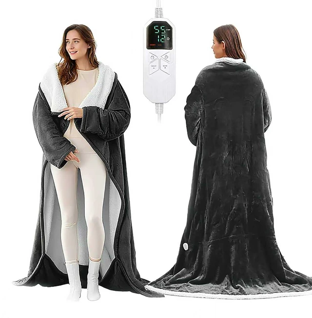 Main image of Electric Wearable Heated Blanket Throw, 50x70+14" with Foot Pocket | Wearable Heated Blanket Portable with Foot Pocket,Electric Blanket,8 Heat Settings, 1-12H Auto Shut-Off,for Her/Him/Family
