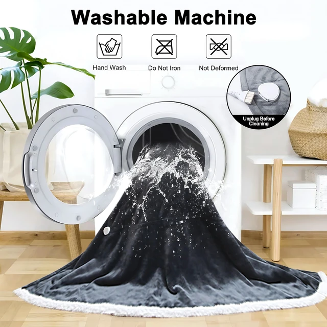 Alt view image 7 of 7 - Electric Wearable Heated Blanket Throw, 50x70+14" with Foot Pocket | Wearable Heated Blanket Portable with Foot Pocket,Electric Blanket,8 Heat Settings, 1-12H Auto Shut-Off,for Her/Him/Family