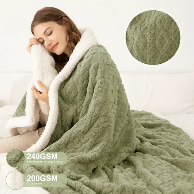 Alt view image 4 of 7 - Twin Electric Blanket 62"X84" Green, Thick Sherpa for Winter | Heated Blanket for Women Gift, 5 Fast Heating Levels, 10H Auto Off, ETL Certified, Washable, Overheat Protection for Sofa Bed