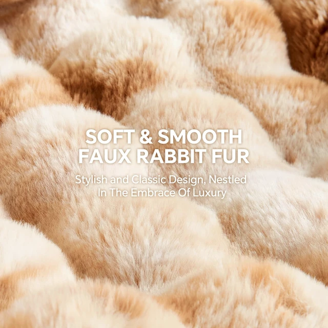 Alt view image 2 of 7 - Faux Fur Heated Throw Blanket for Couch, Women Gift, Tie-Dye Beige | 50"X60" Fluffy Soft Thick Bubble Electric Blanket, 6 Levels Fast Heating Blanket, 4H Timer, Washable, ETL Certified for Sofa