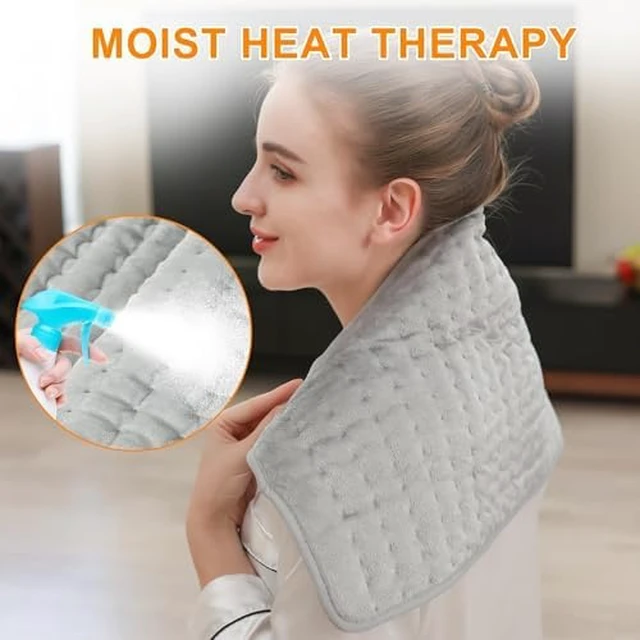 Alt view image 6 of 7 - Heating Pad,Heated Blanket,Heating Pad for Back Neck,Grey,24x12 Inch | Electric Heating Pad,Dry/Moist Heat Heating Pads,Heating Pads for Shoulder,Abdomen,Heat Pad for Women Men,Birthday Gift