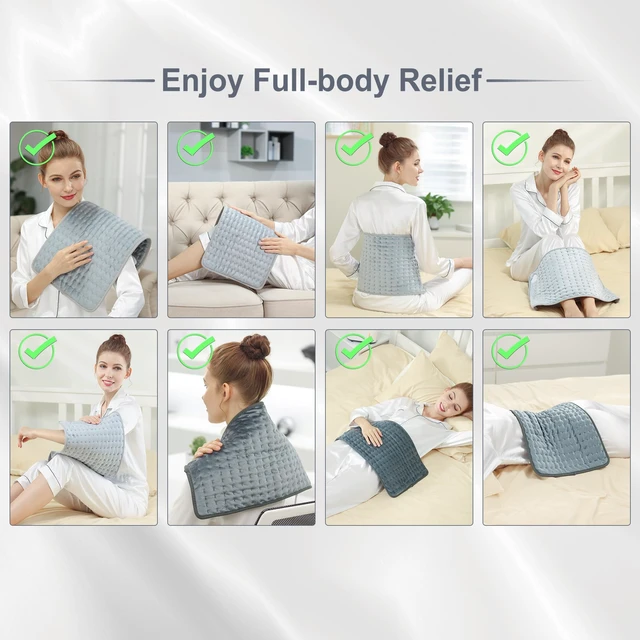 Alt view image 5 of 7 - Heating Pad,Heated Blanket,Heating Pad for Back Neck,Grey,24x12 Inch | Electric Heating Pad,Dry/Moist Heat Heating Pads,Heating Pads for Shoulder,Abdomen,Heat Pad for Women Men,Birthday Gift