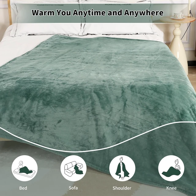 Alt view image 7 of 7 - Electric Blanket Heated Throw, 50"x70" Electric Throw Blanket | Soft Flannel & Warm Sherpa, 6 Heating Levels & 4 Hours Auto Off, ETL & FCC Certification, Home Office Sofa, Machine Washable